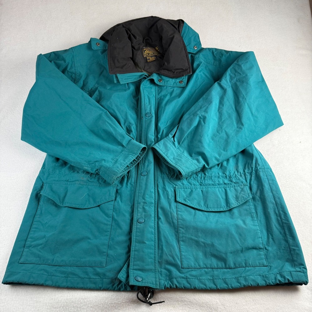 Vintage Eddie Bauer Gore-Tex Mountain Parka Jacket Teal Green Mens XL Hooded